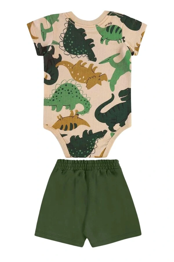 Conjunto body malhão rustic e bermuda moletom s/ felpa Up Baby