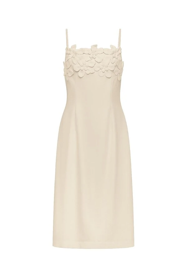 Vestido midi flores 3d Kwi