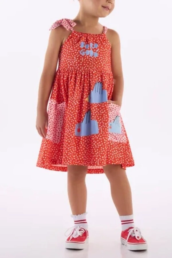 Vestido alça em malha digital Três e Já