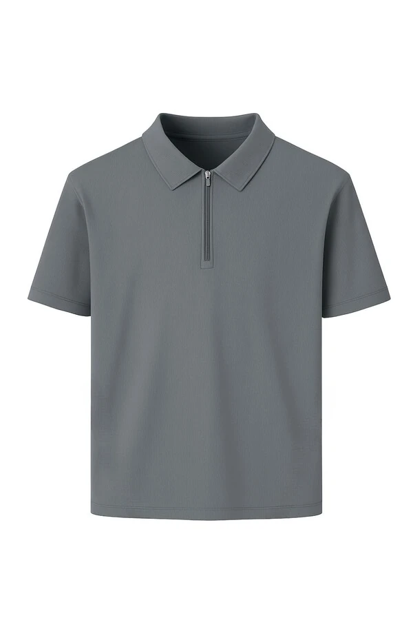 Camiseta polo masculina com zíper Kwi