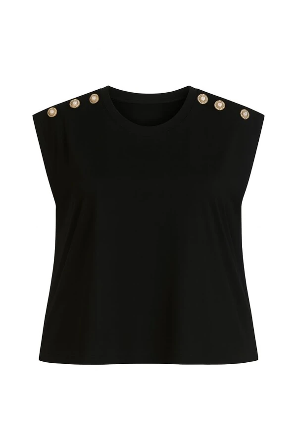 Blusa plus size detalhe nos ombros Kwi