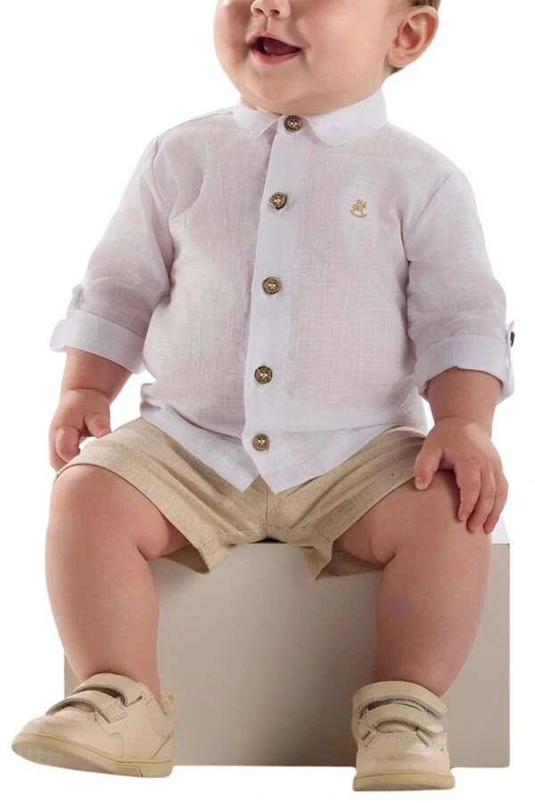 Camisa manga longa em tecido Up Baby