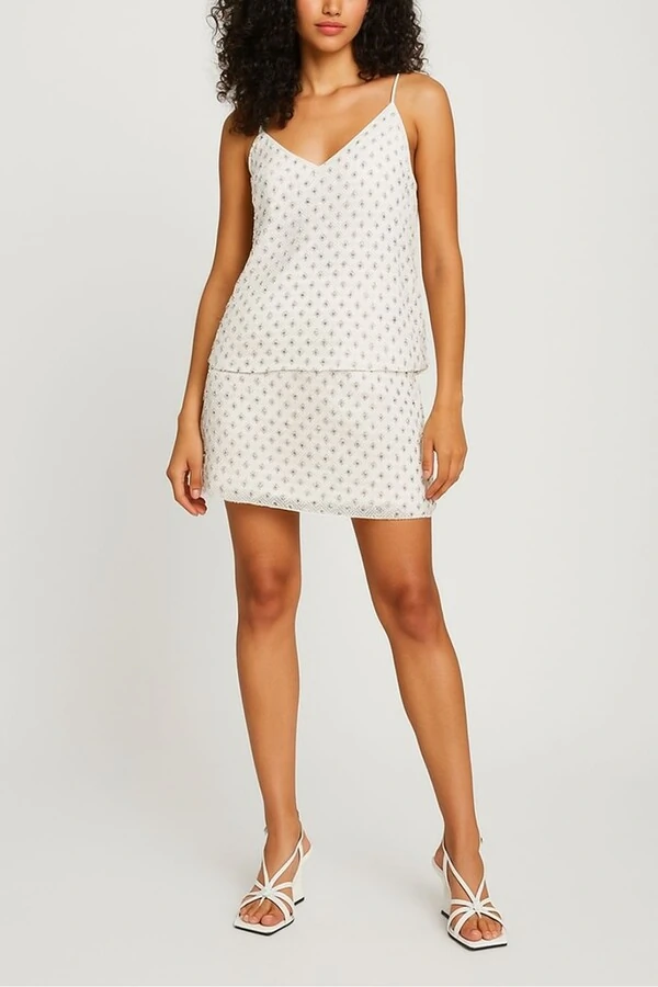 Saia curta rede com strass Kwi