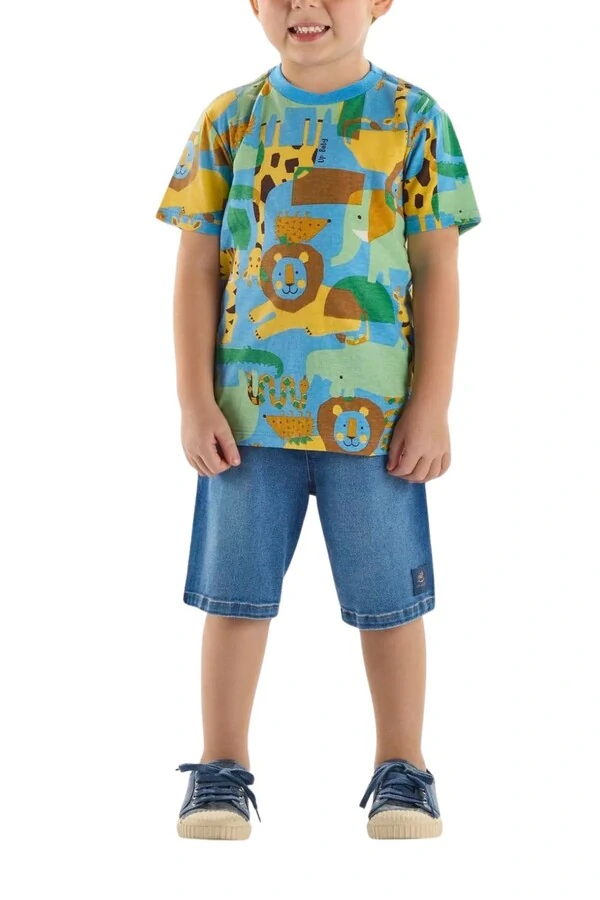 Bermuda jeans com elastano Up Baby