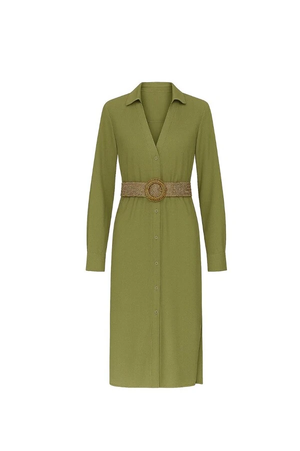 Vestido chemise feminino com cinto Kwi