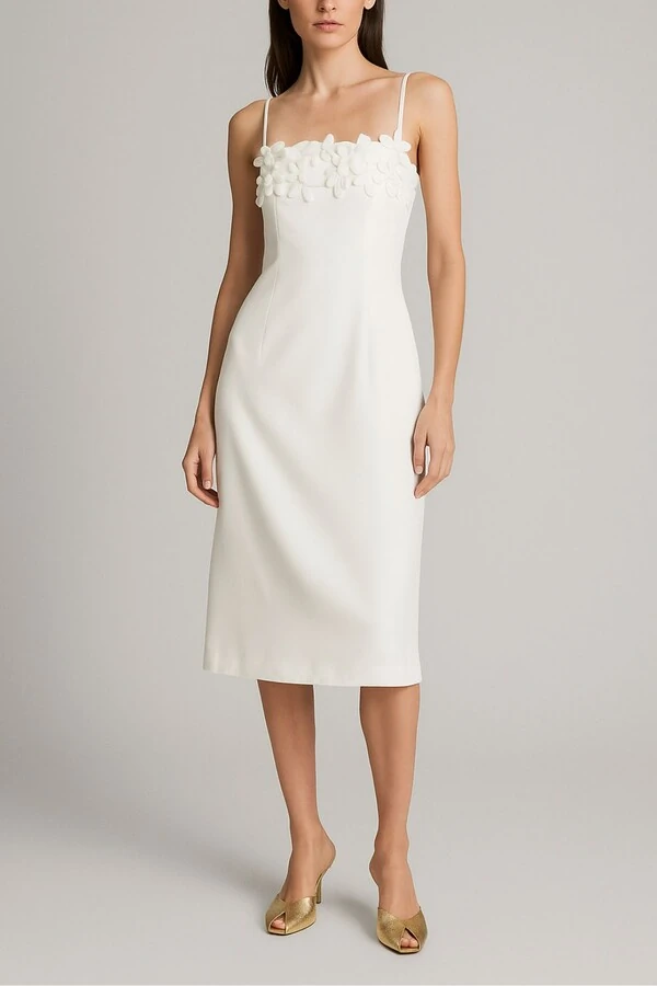 Vestido midi flores 3d Kwi