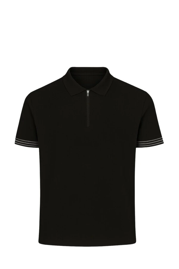 Polo masculina com zíper e detalhe na manga Kwi