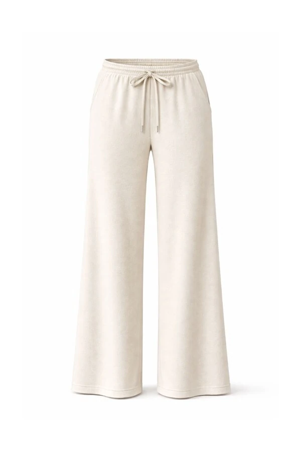 Calça feminina reta em neoprene com cordão Kwi