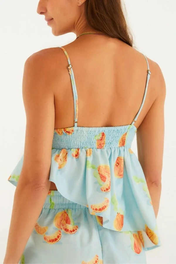 Blusa babado irregular tangerina Farm