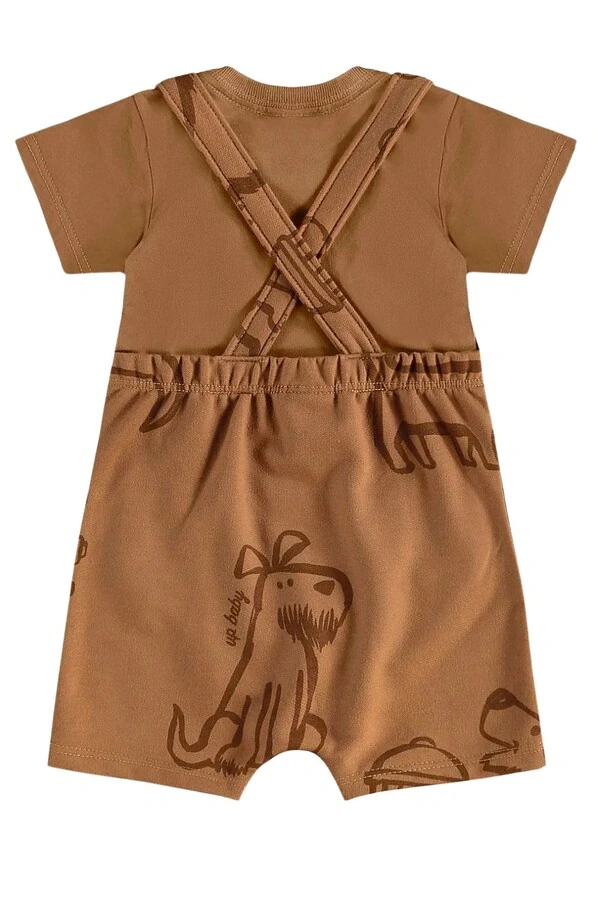 Conjunto jardineira moletom e body malha Up Baby