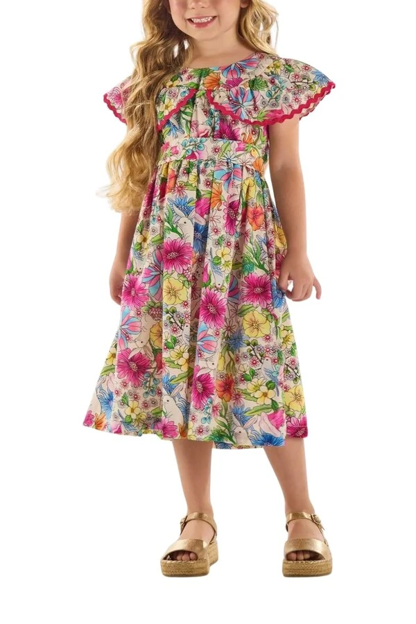 Vestido floral manga curta Up Baby