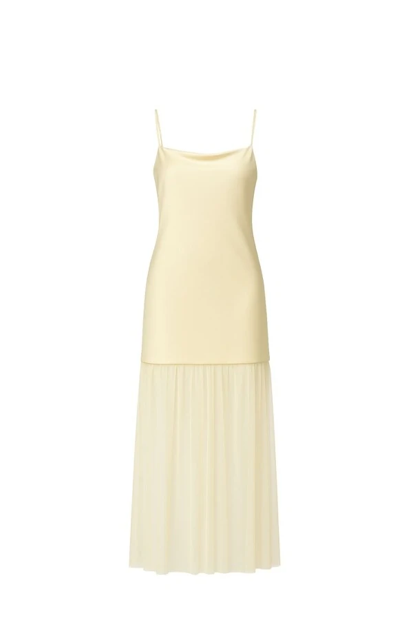 Vestido de alça com barra tule Kwi