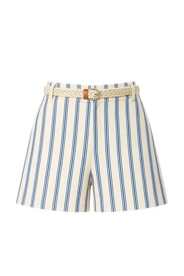 Short listrado com cinto Kwi