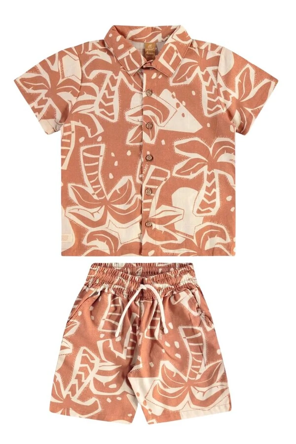 Conjunto camisa e bermuda estampa digital Up Baby