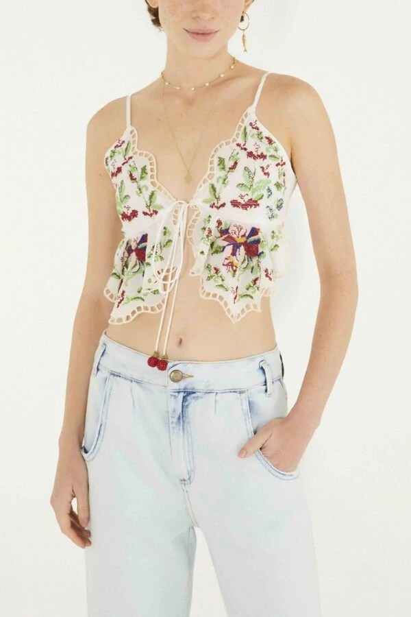 Blusa lenço bordada amor de fruta Farm