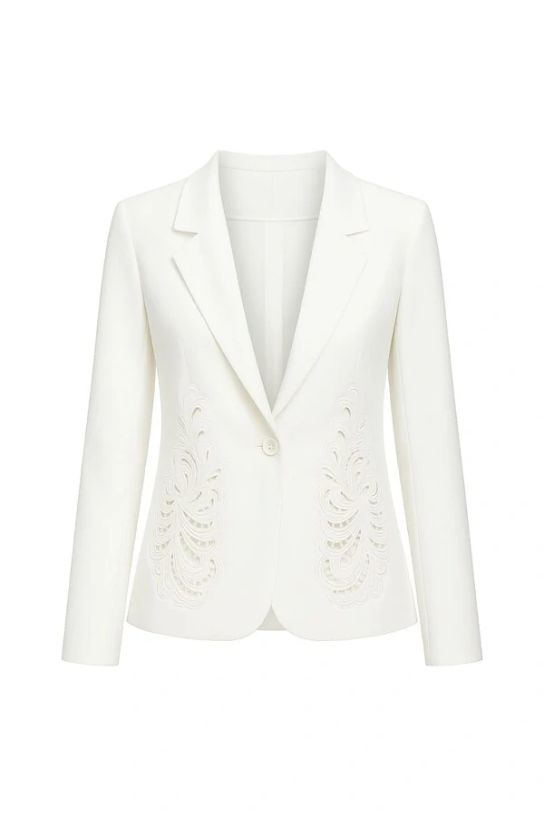 Blazer feminino de alfaiataria bordado Kwi
