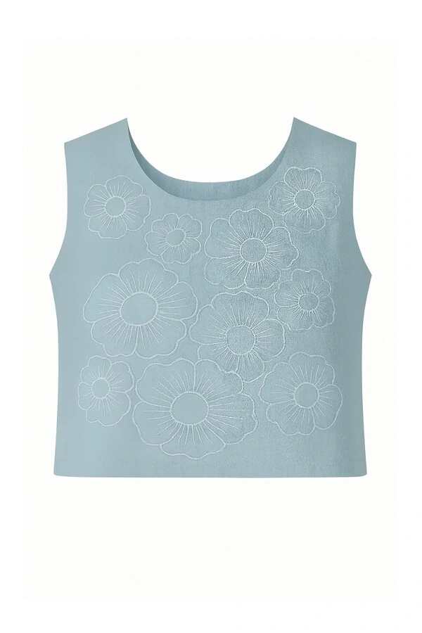 Blusa com bordado floral Kwi