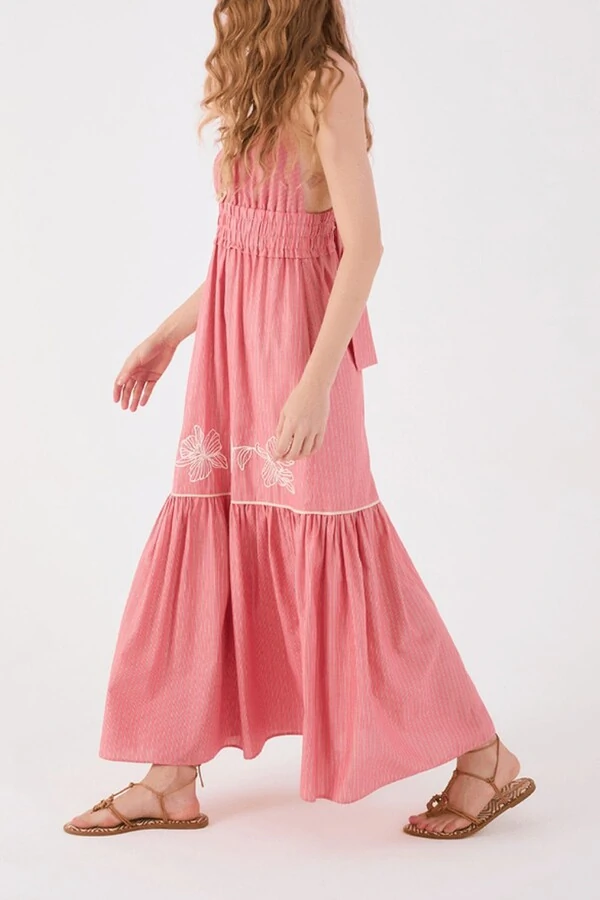 Vestido crepe algodão listrado Dress to