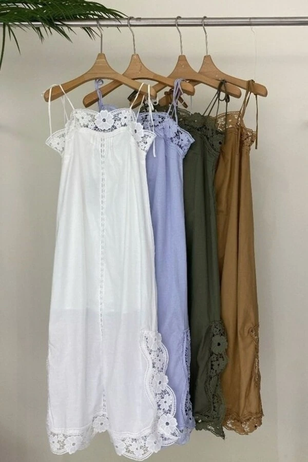 Vestido alça algodão com guipir Kwi