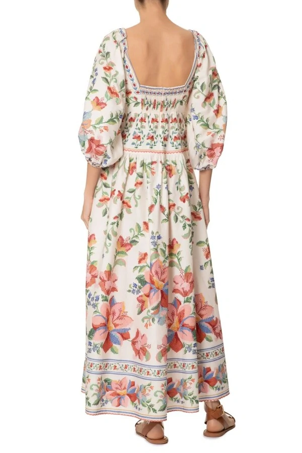 Vestido longo manga brisa serena Farm