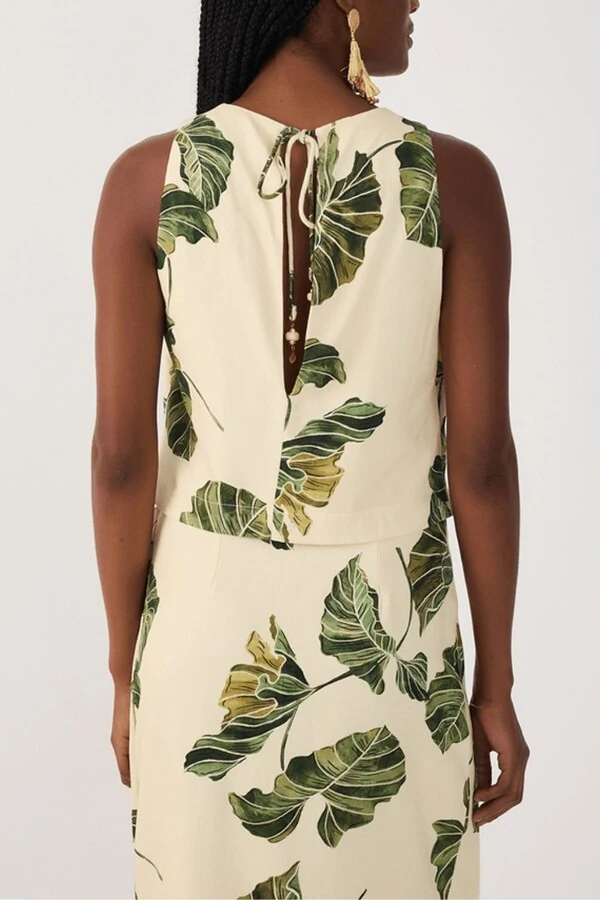Blusa linho estampa folhar Dress to