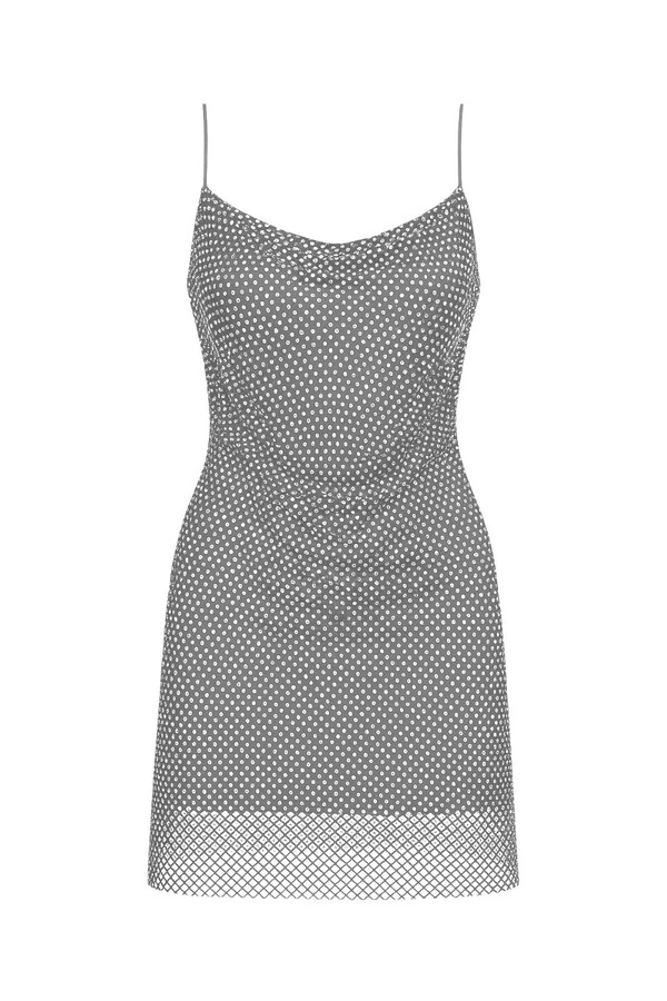 Vestido curto rede brilho Kwi