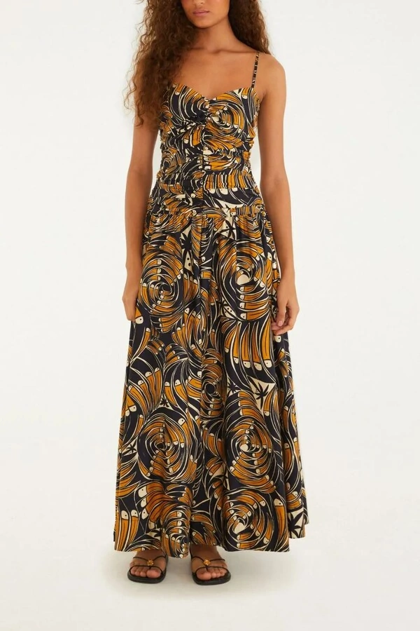 Vestido longo leque de tucano Farm