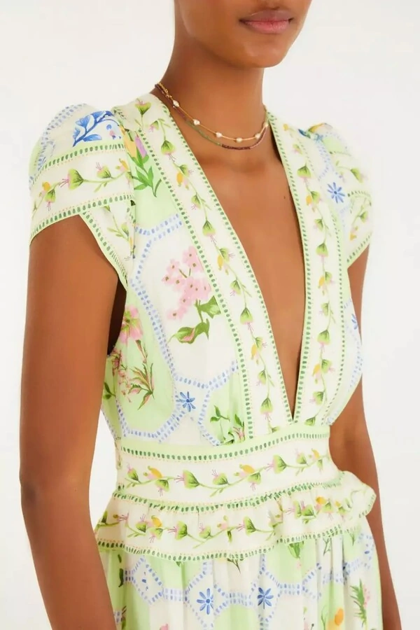 Vestido cropped porcelana tropical Farm