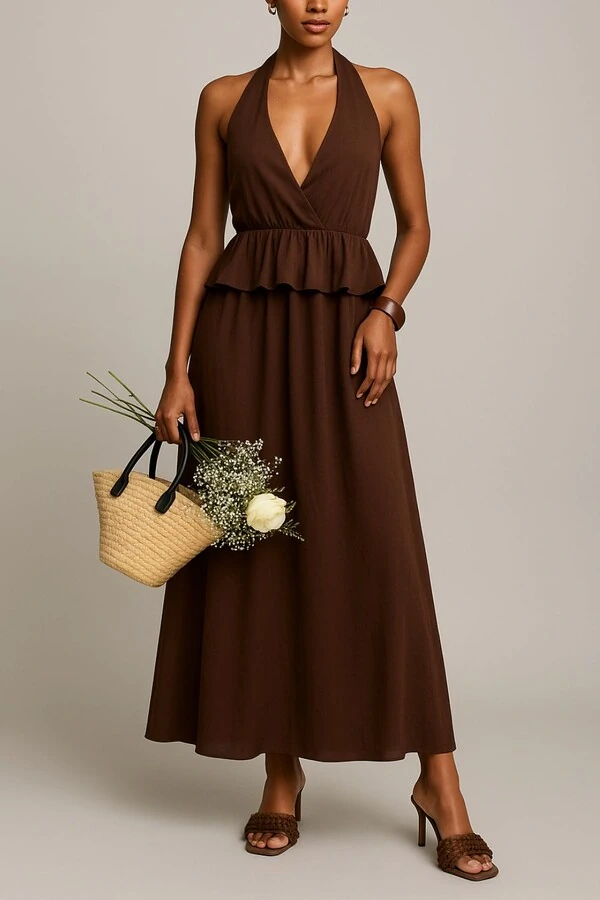 Vestido longo frente única Kwi