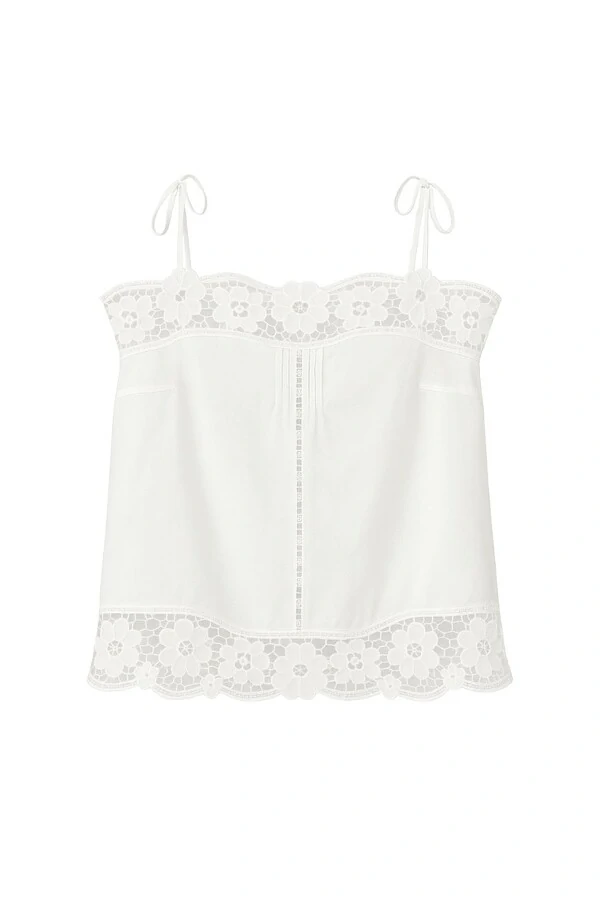 Blusa alça algodão com renda Kwi