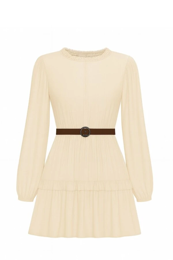 Vestido curto com manga longa Kwi