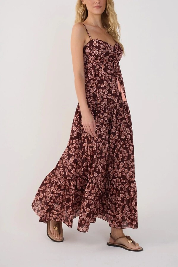 Vestido cropped estampa margaridas rosa Dress to