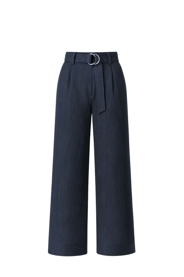 Calça de linho barra pespontada Kwi