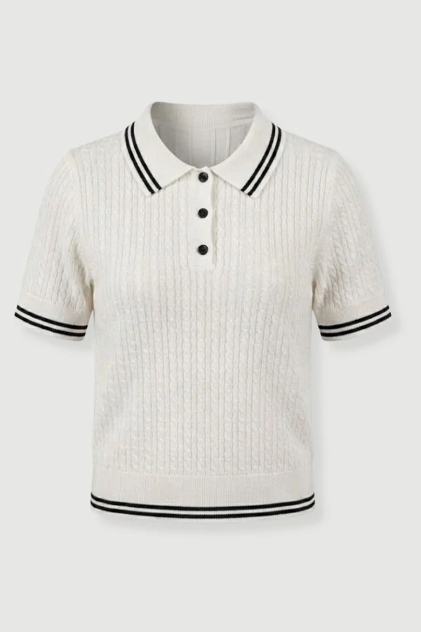 Polo feminina em tricot texturizado Kwi