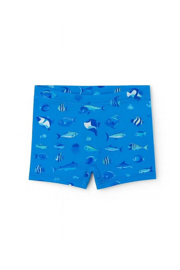 Sunga infantil estampada tubarão e peixes Kwi