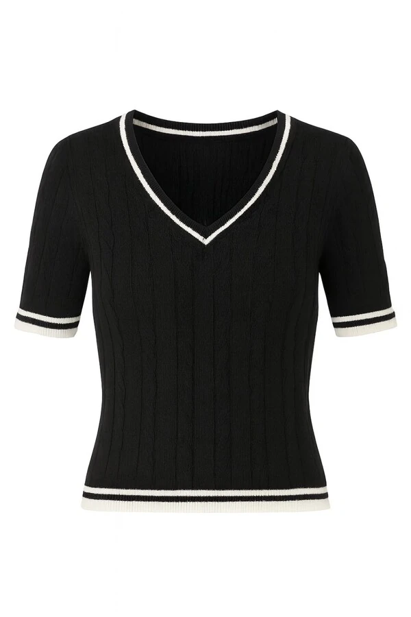Blusa tricot gola v Kwi