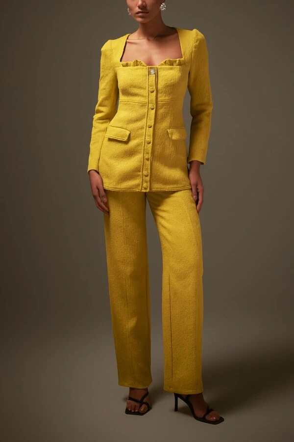 Blazer tweed decote avio Rock Lola