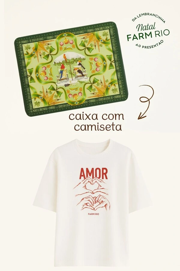 Tshirt ampla amor edição especial com caixa de presente Farm