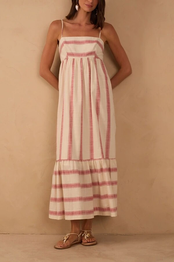 Vestido cropped listrado Dress to