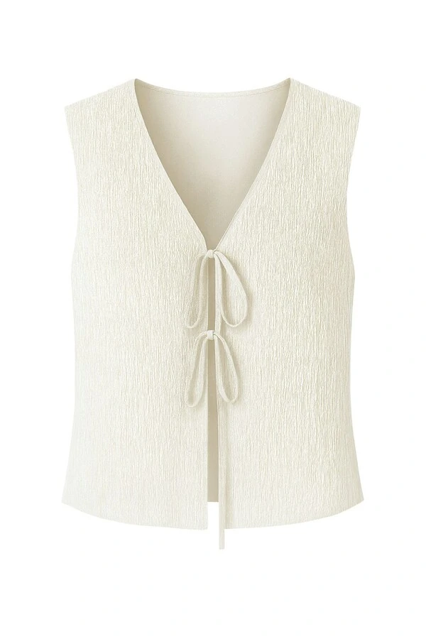 Blusa amarração em crepe seersucker Kwi