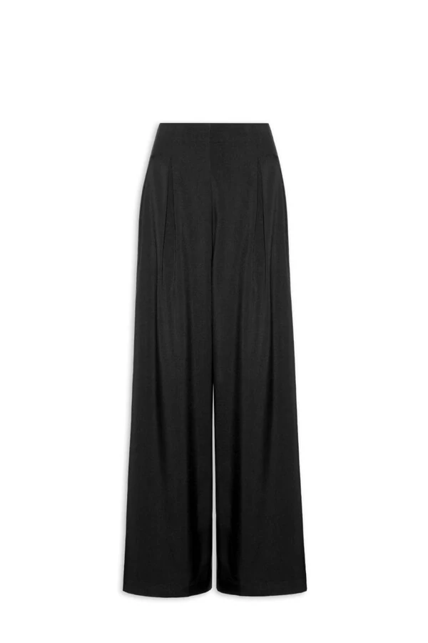 Calça pantalona com pregas feminina Kwi