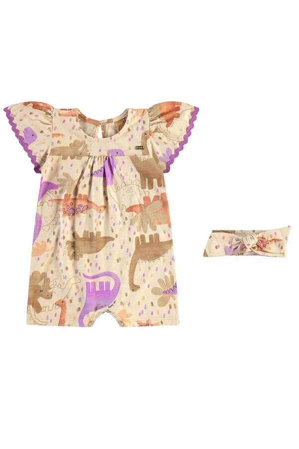 Macaquinho com faixa em malha flame linho Up Baby