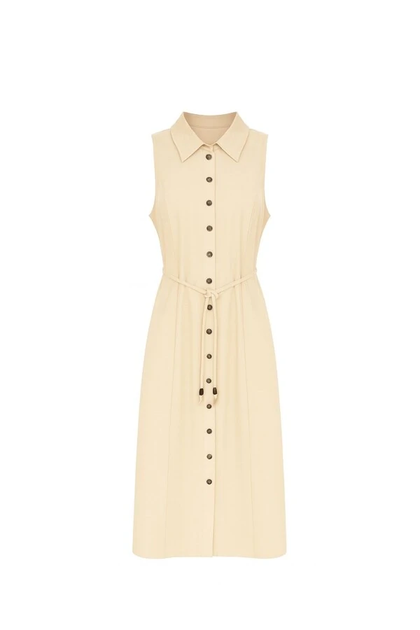 Vestido com botões cinto em cordão Kwi