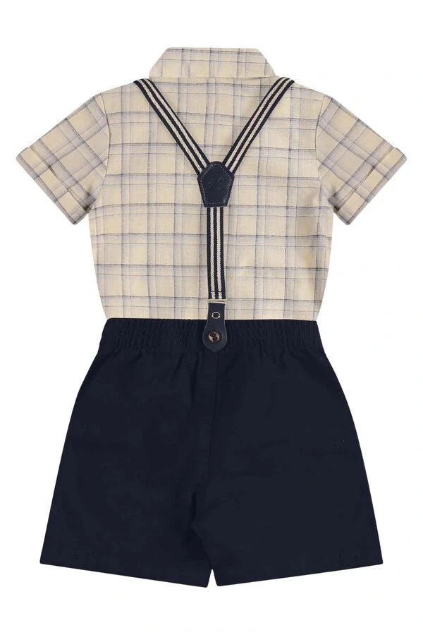 Conjunto body camisa e bermuda em tecido Up Baby