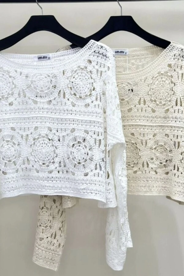 Blusa crochê manga longa mandala Kwi