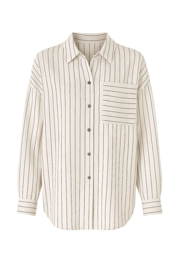Camisa listrada com bolso Kwi