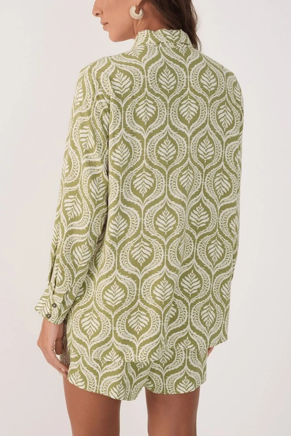 Camisa crepe estampa jardim Dress to