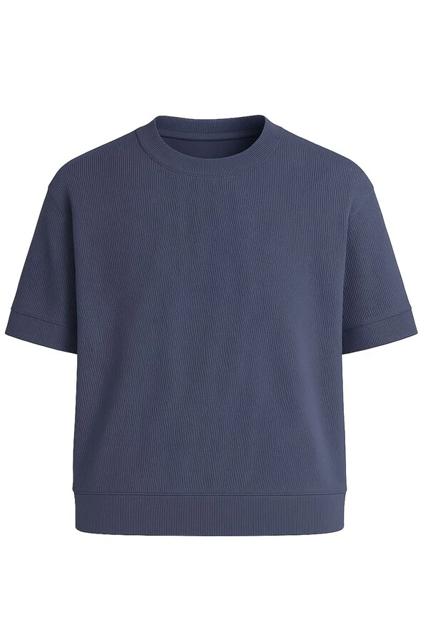 Camiseta masculina de malha c/ textura Kwi