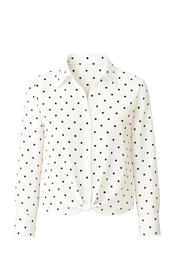 Camisa poá manga 3/4 feminina Kwi