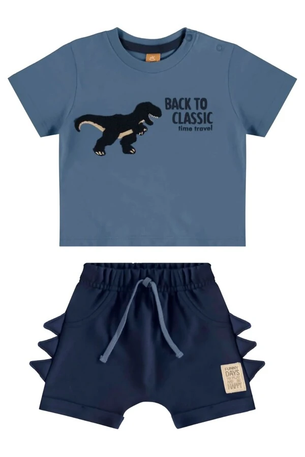 Conjunto camiseta malha e bermuda moletom s/ felpa Up Baby